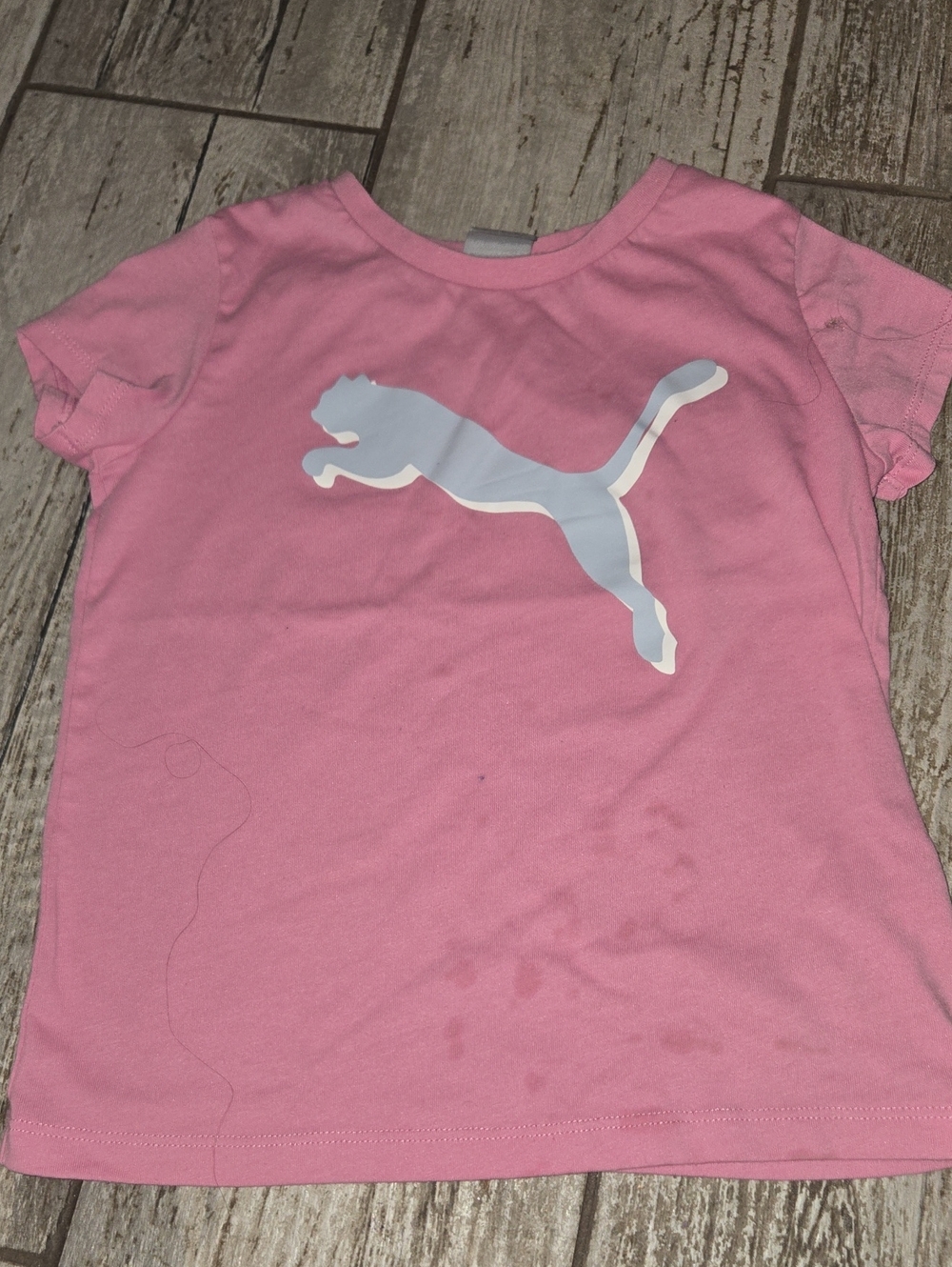 Puma Pink Short-Sleeve Tee with White Puma Logo